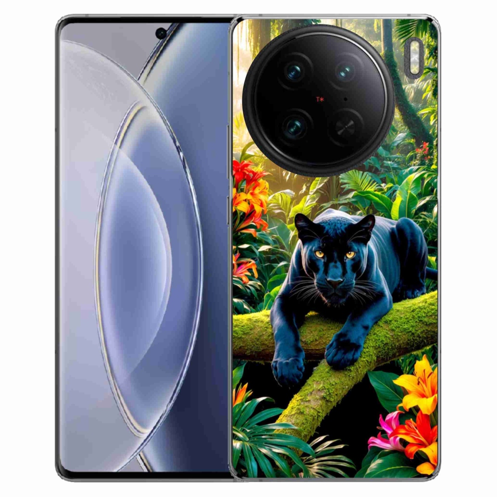 Gelový kryt mmCase na Vivo X90 Pro - černý panter v džungli