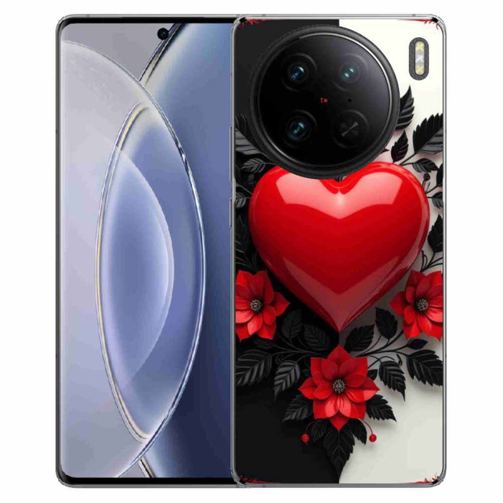 Gelový kryt mmCase na Vivo X90 Pro - červené srdce