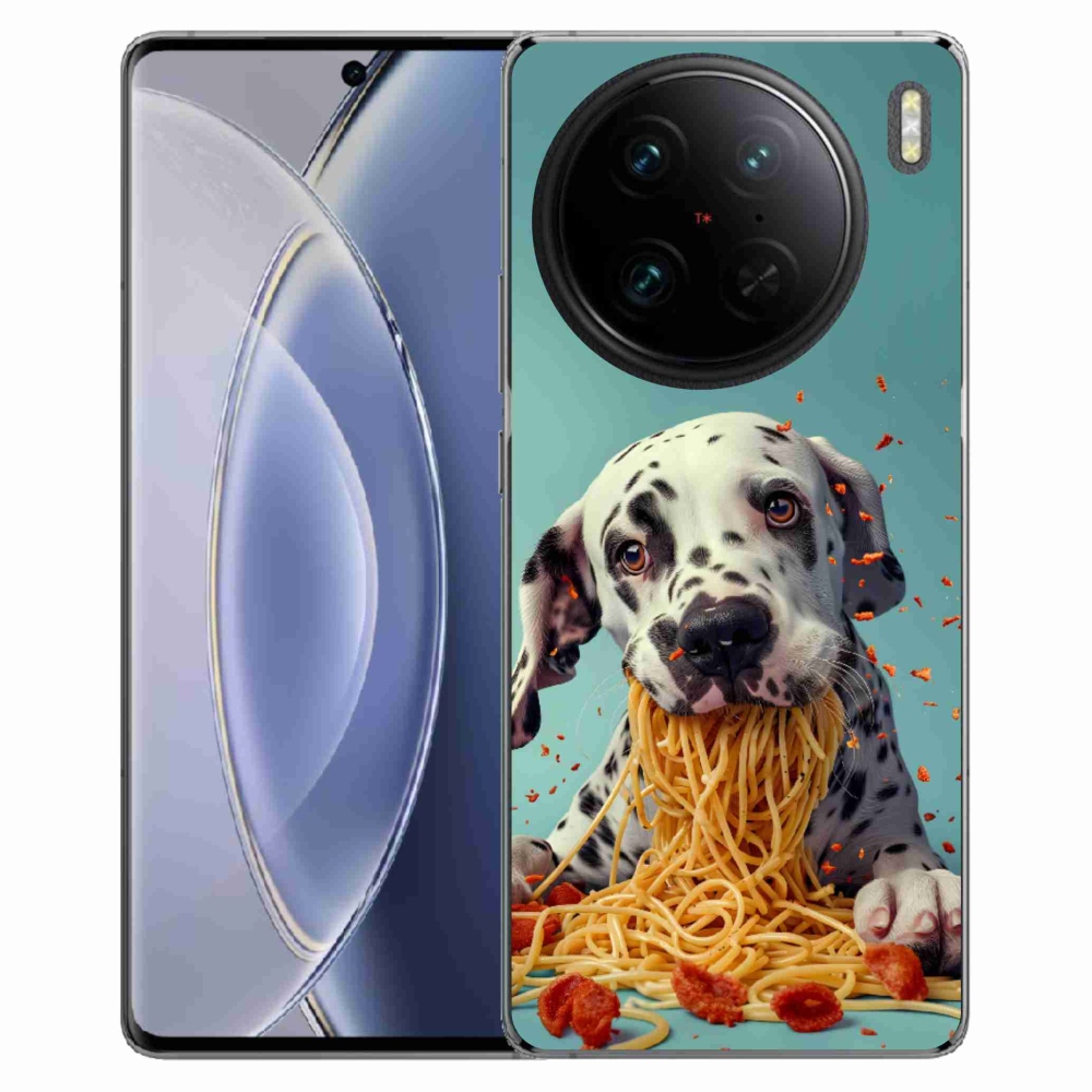 Gelový kryt mmCase na Vivo X90 Pro - dalmatin a špagety