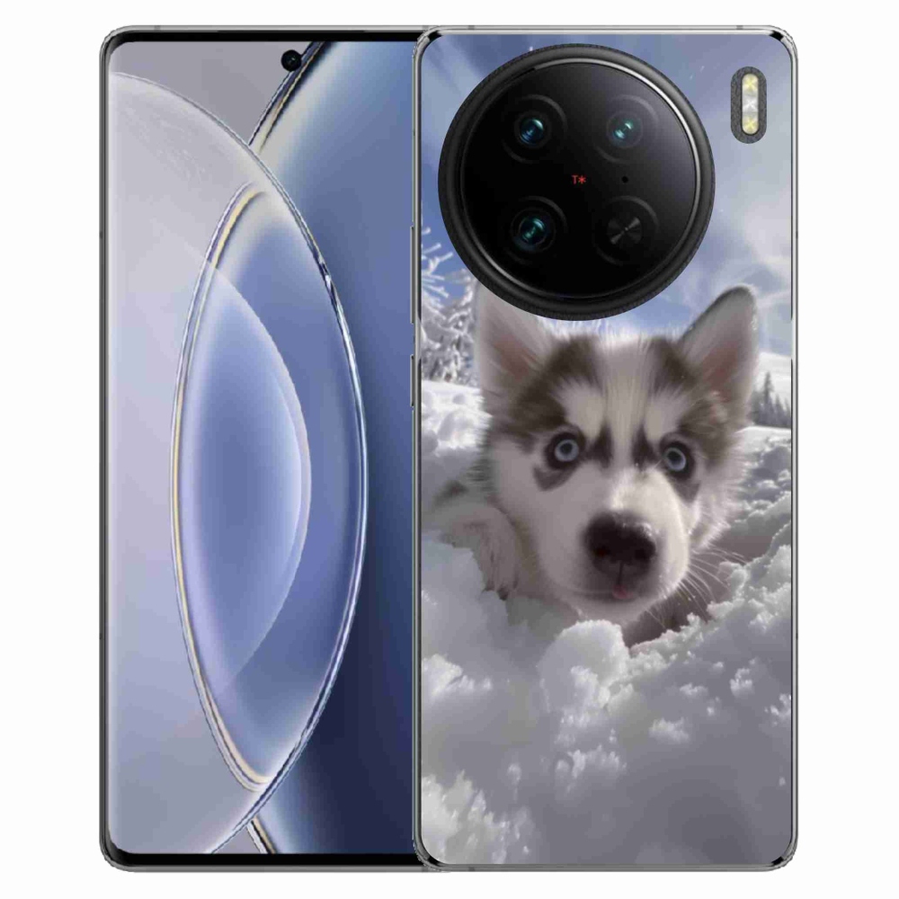 Gelový kryt mmCase na Vivo X90 Pro - husky ve sněhu