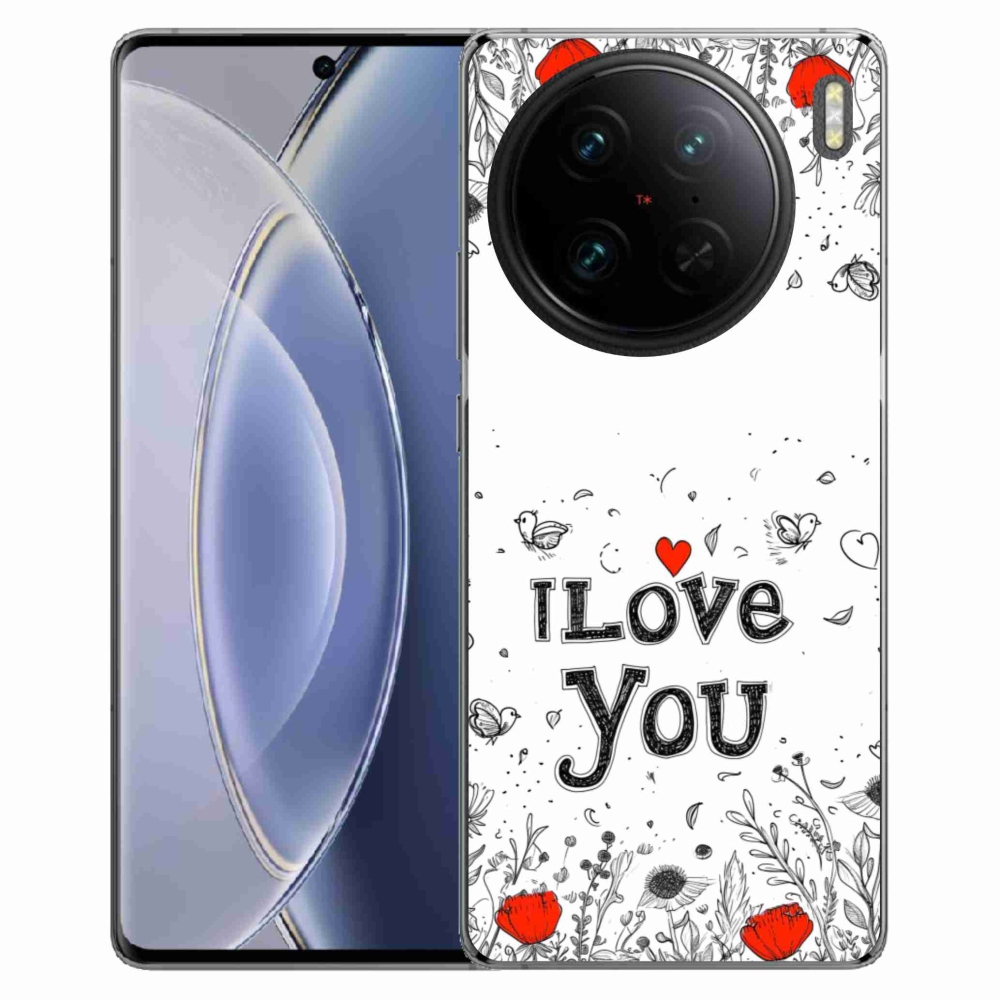 Gelový kryt mmCase na Vivo X90 Pro - I love you bílé pozadí