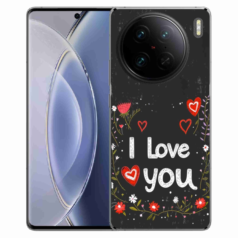 Gelový kryt mmCase na Vivo X90 Pro - I love you černé pozadí