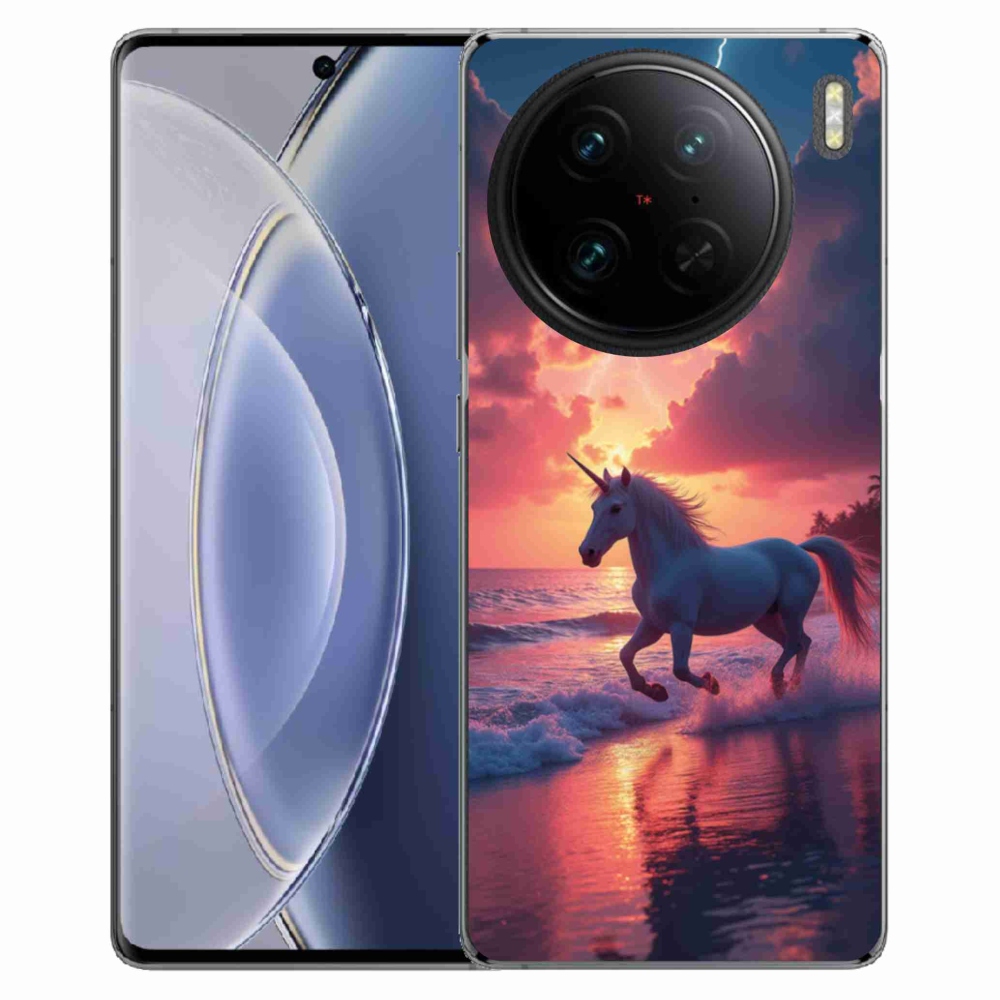 Gelový kryt mmCase na Vivo X90 Pro - jednorožec na pláži