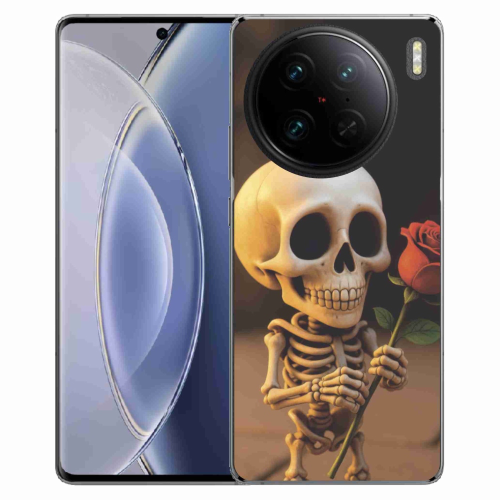 Gelový kryt mmCase na Vivo X90 Pro - kostlivec s růží