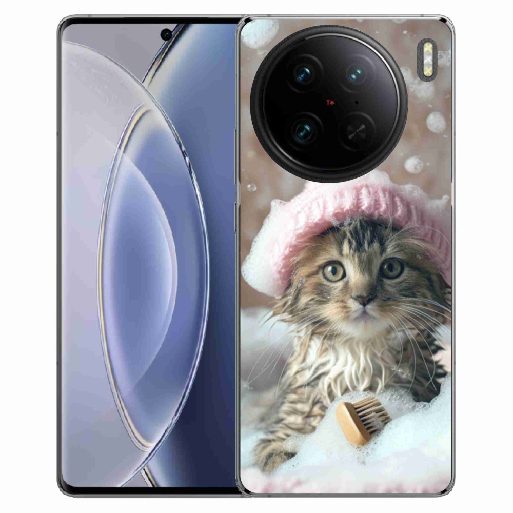 Gelový kryt mmCase na Vivo X90 Pro - kotě a koupel