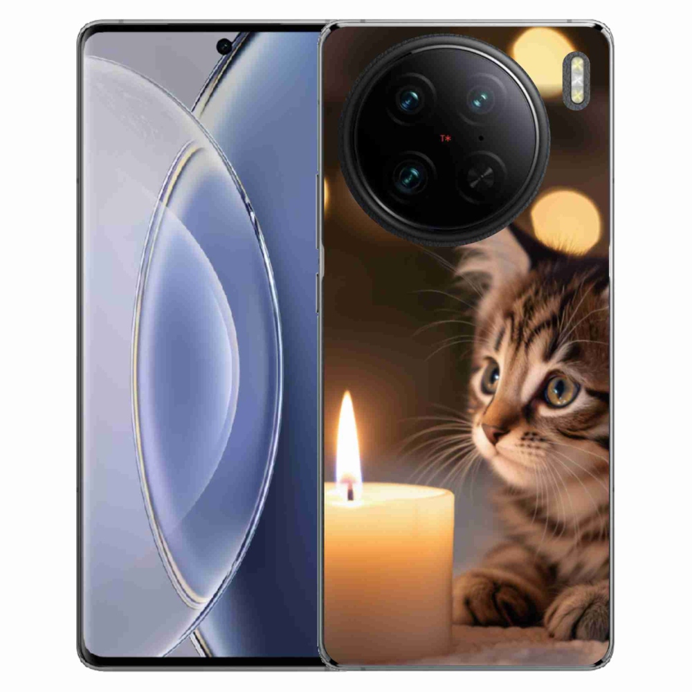 Gelový kryt mmCase na Vivo X90 Pro - kotě a svíčka