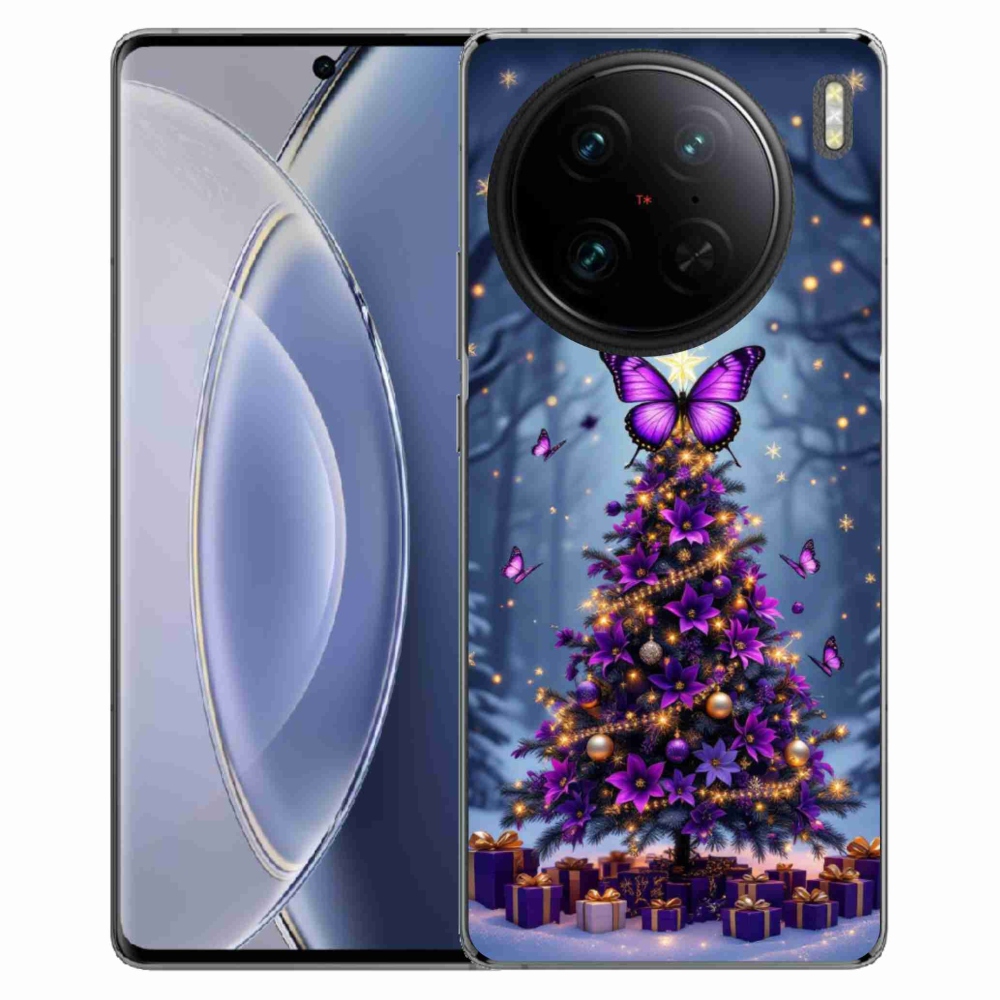 Gelový kryt mmCase na Vivo X90 Pro - motýlí vánoční stromek