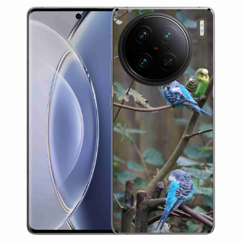 Gelový kryt mmCase na Vivo X90 Pro - papoušci na větvi