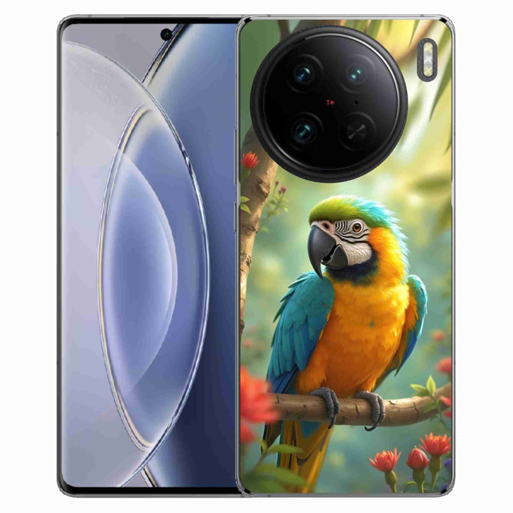Gelový kryt mmCase na Vivo X90 Pro - papoušek ara modrožlutá
