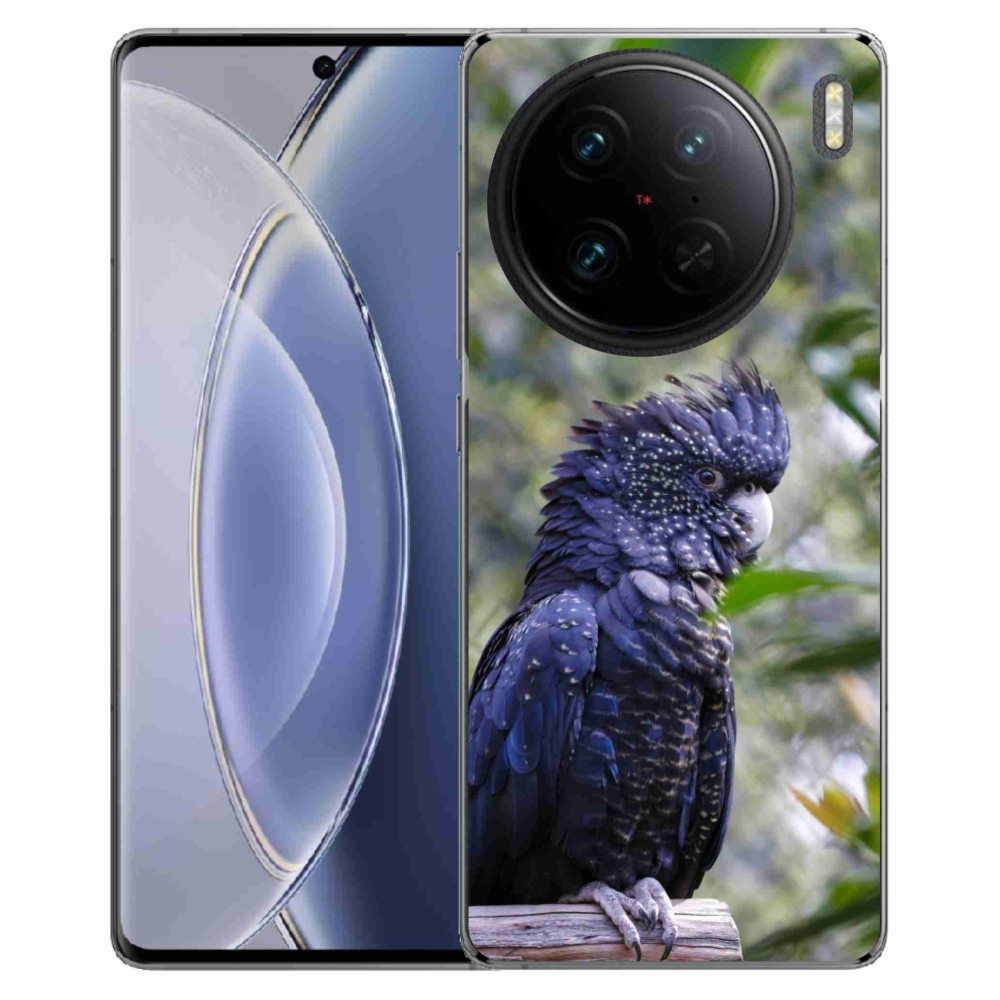 Gelový kryt mmCase na Vivo X90 Pro - papoušek kakadu černý
