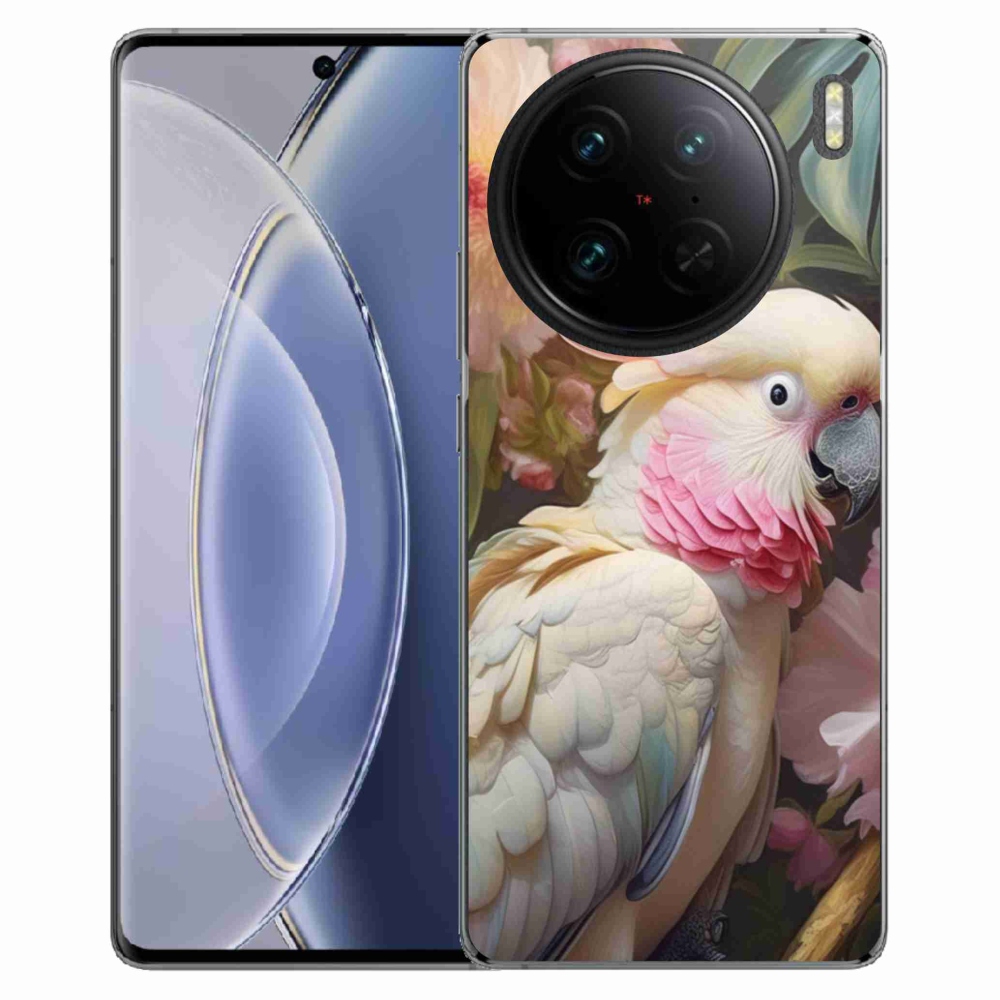 Gelový kryt mmCase na Vivo X90 Pro - papoušek kakadu růžový 2