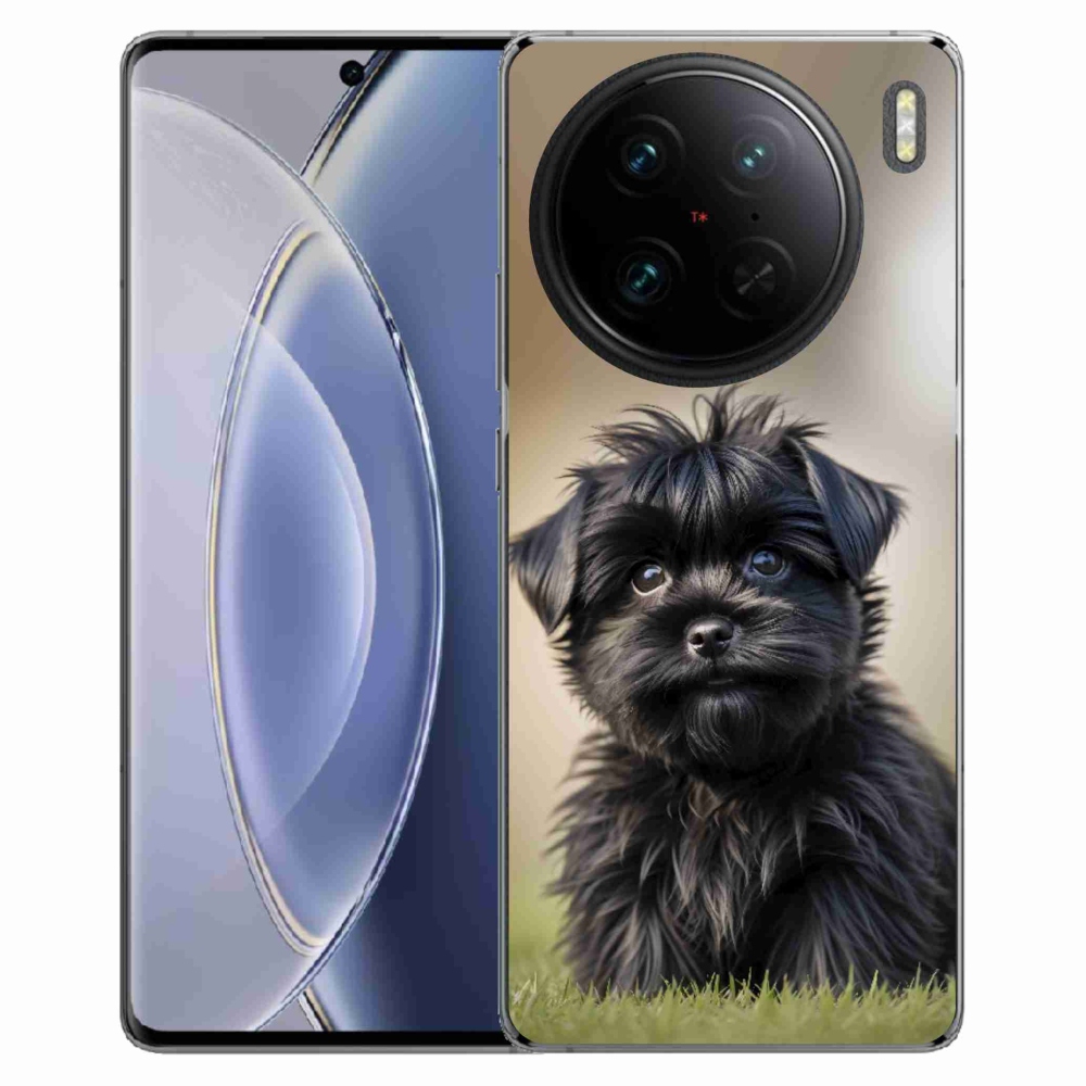 Gelový kryt mmCase na Vivo X90 Pro - roztomilý černý pejsek