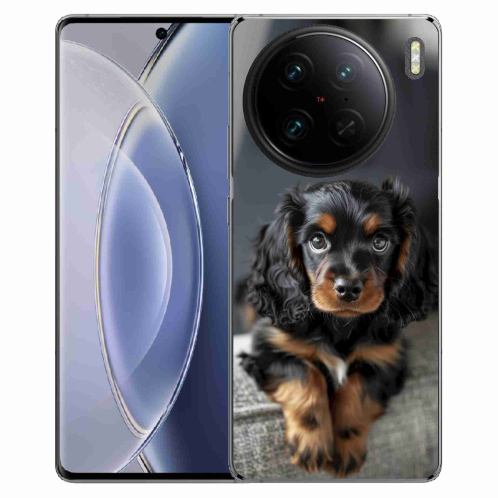 Gelový kryt mmCase na Vivo X90 Pro - roztomilý dlouhosrstý jezevčík