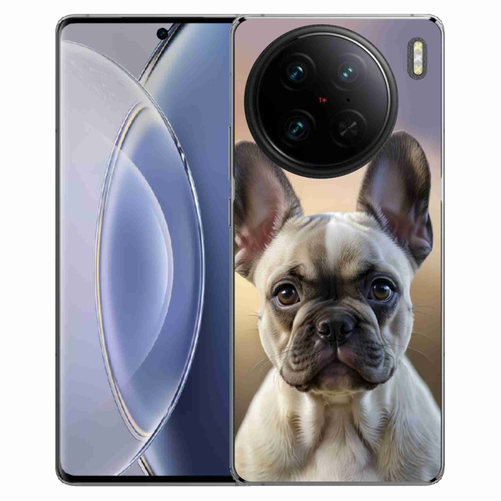 Gelový kryt mmCase na Vivo X90 Pro - roztomilý francouzský buldoček