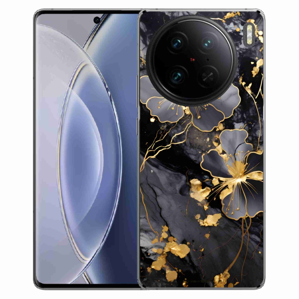 Gelový kryt mmCase na Vivo X90 Pro - zlaté květy
