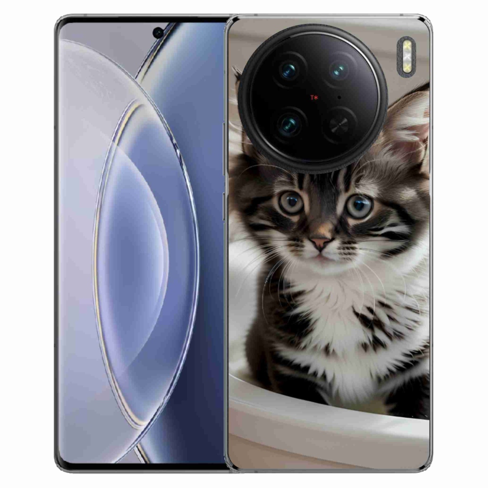 Gelový kryt mmCase na Vivo X90 Pro - zvědavé kotě