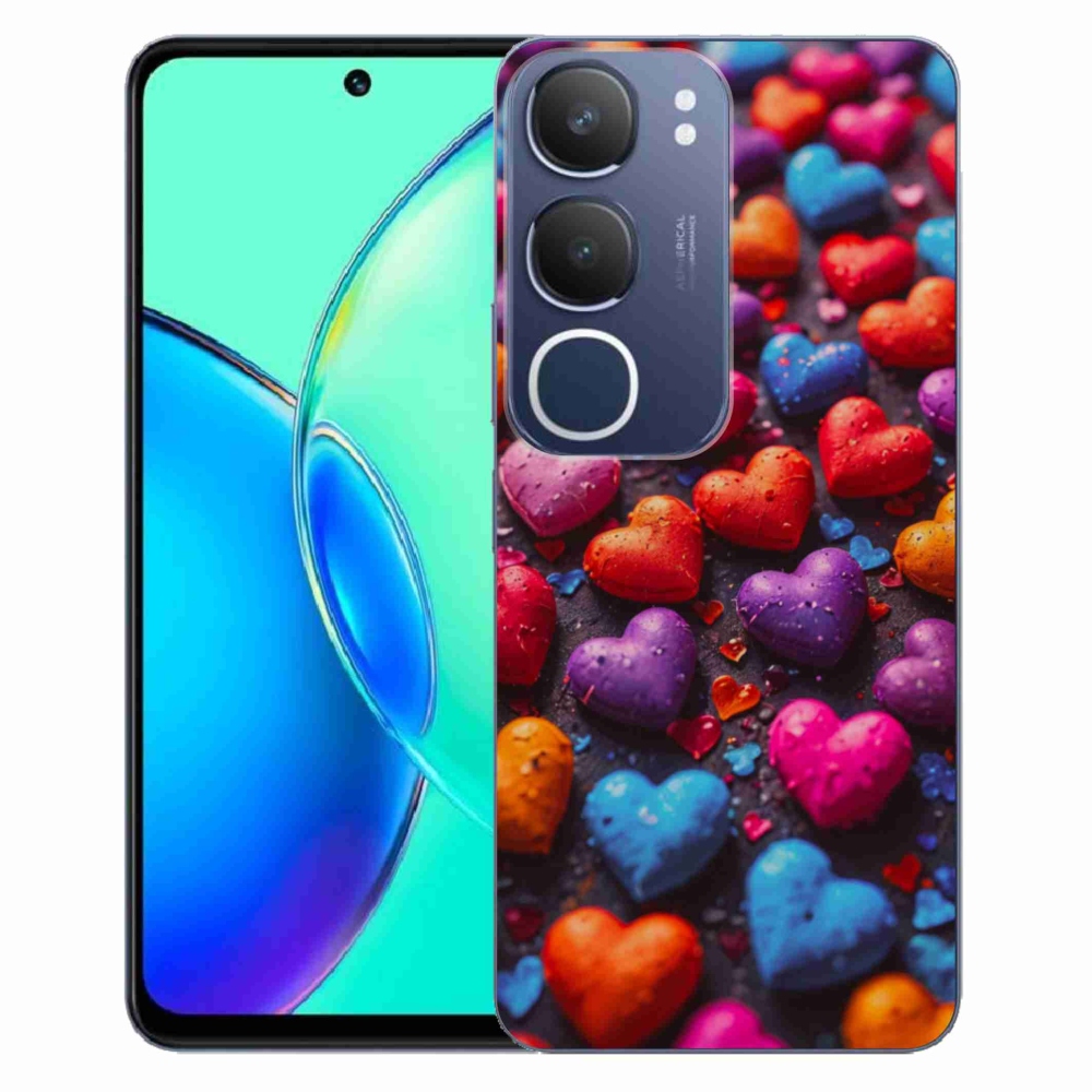 Gelový kryt mmCase na Vivo Y19S - barevná srdce