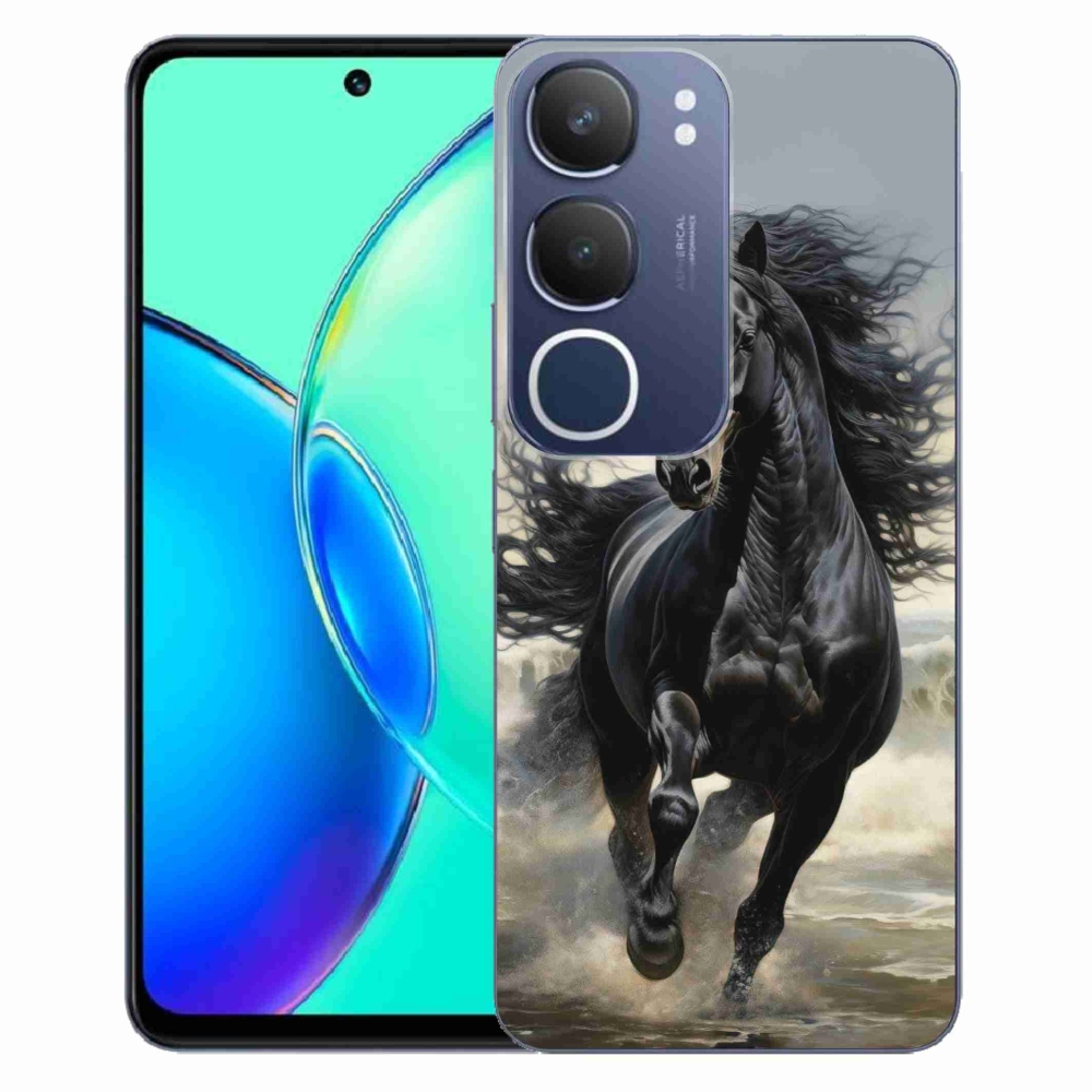 Gelový kryt mmCase na Vivo Y19S - běžící černý kůň