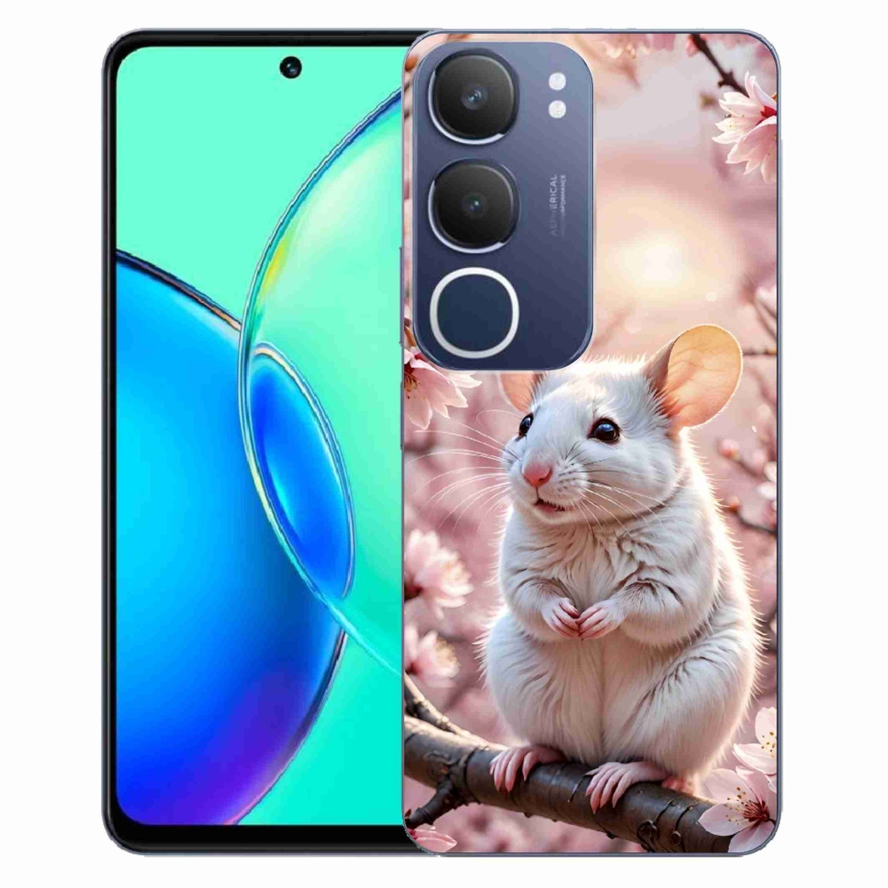 Gelový kryt mmCase na Vivo Y19S - bílá myš na větvi