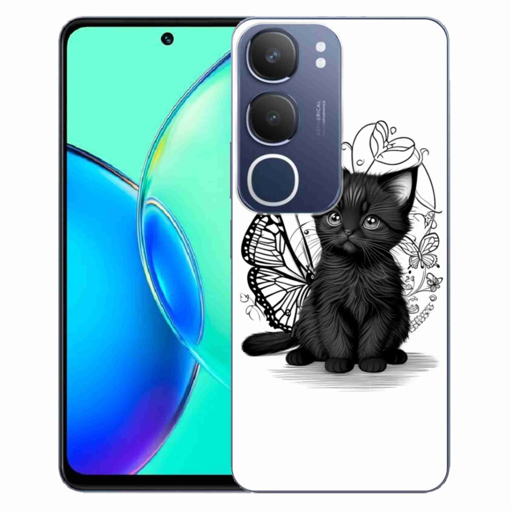 Gelový kryt mmCase na Vivo Y19S - černé kotě