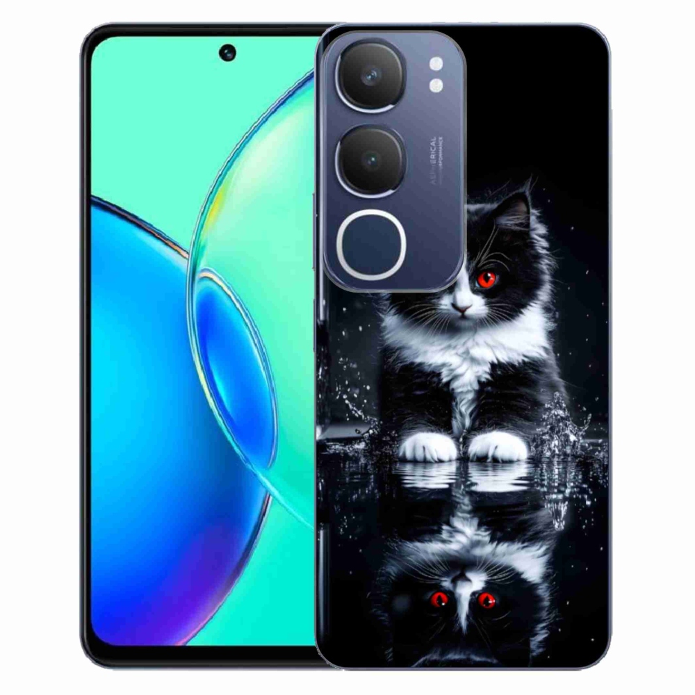 Gelový kryt mmCase na Vivo Y19S - černobílé kotě