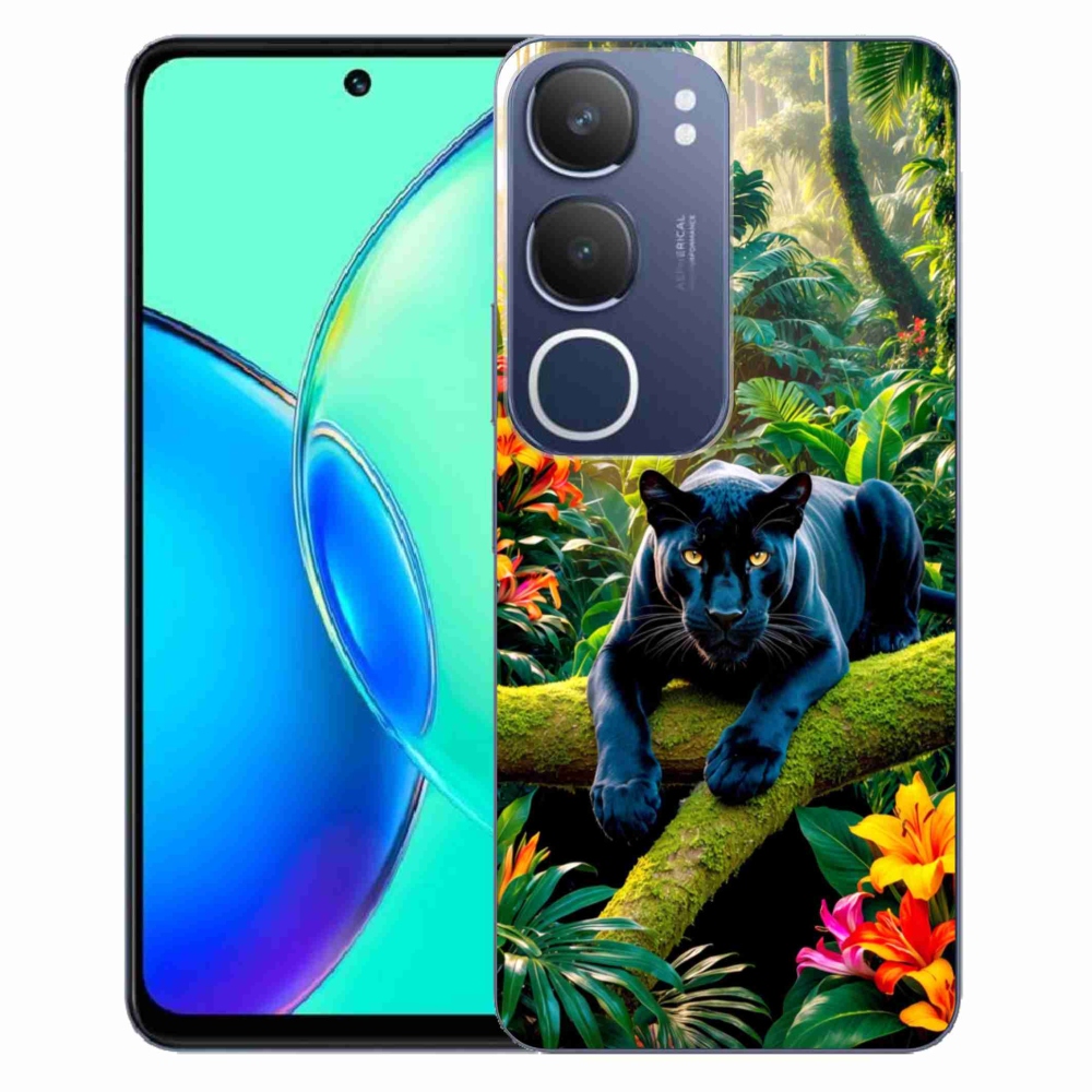 Gelový kryt mmCase na Vivo Y19S - černý panter v džungli