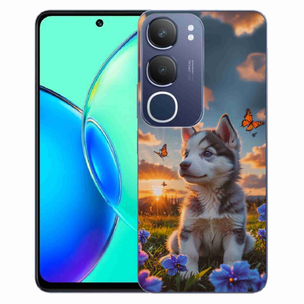 Gelový kryt mmCase na Vivo Y19S - husky při západu slunce