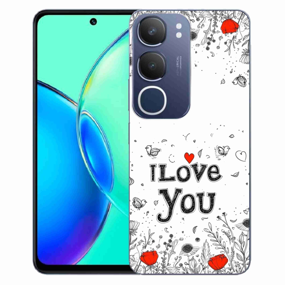 Gelový kryt mmCase na Vivo Y19S - I love you bílé pozadí