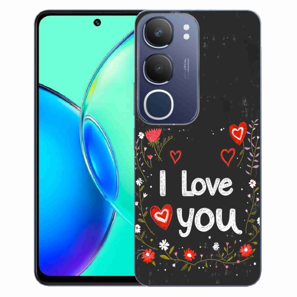 Gelový kryt mmCase na Vivo Y19S - I love you černé pozadí