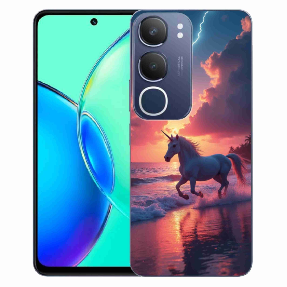 Gelový kryt mmCase na Vivo Y19S - jednorožec na pláži