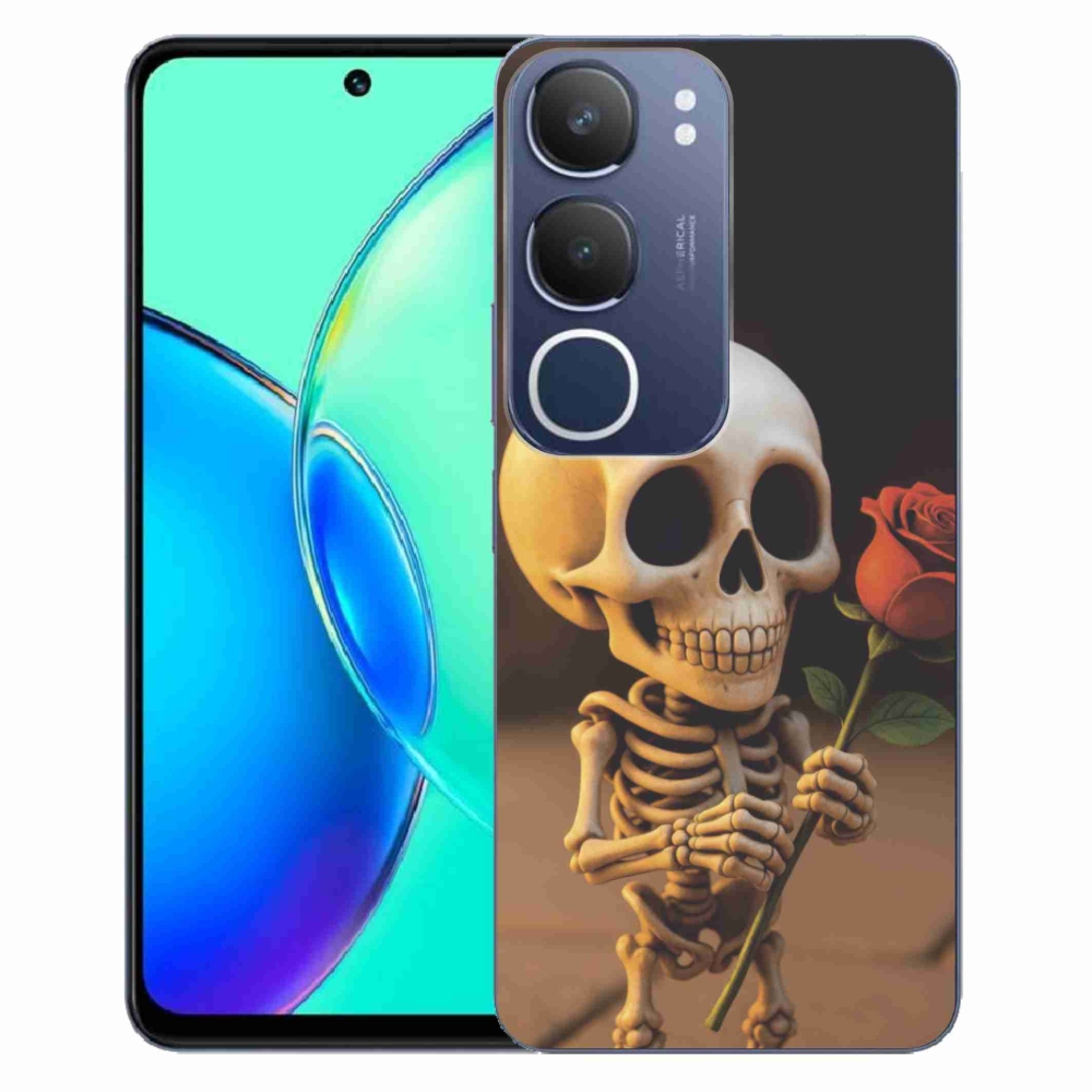 Gelový kryt mmCase na Vivo Y19S - kostlivec s růží