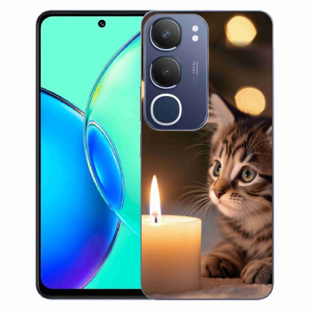 Gelový kryt mmCase na Vivo Y19S - kotě a svíčka