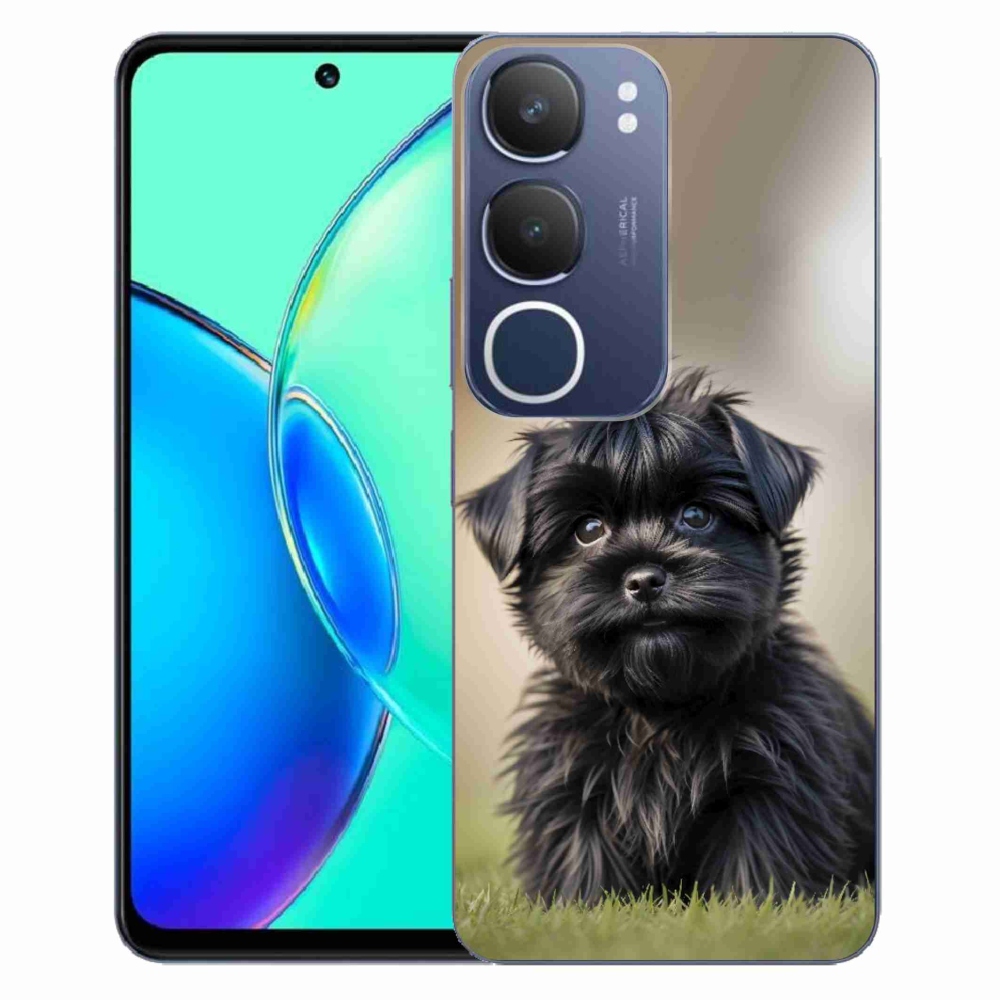 Gelový kryt mmCase na Vivo Y19S - roztomilý černý pejsek