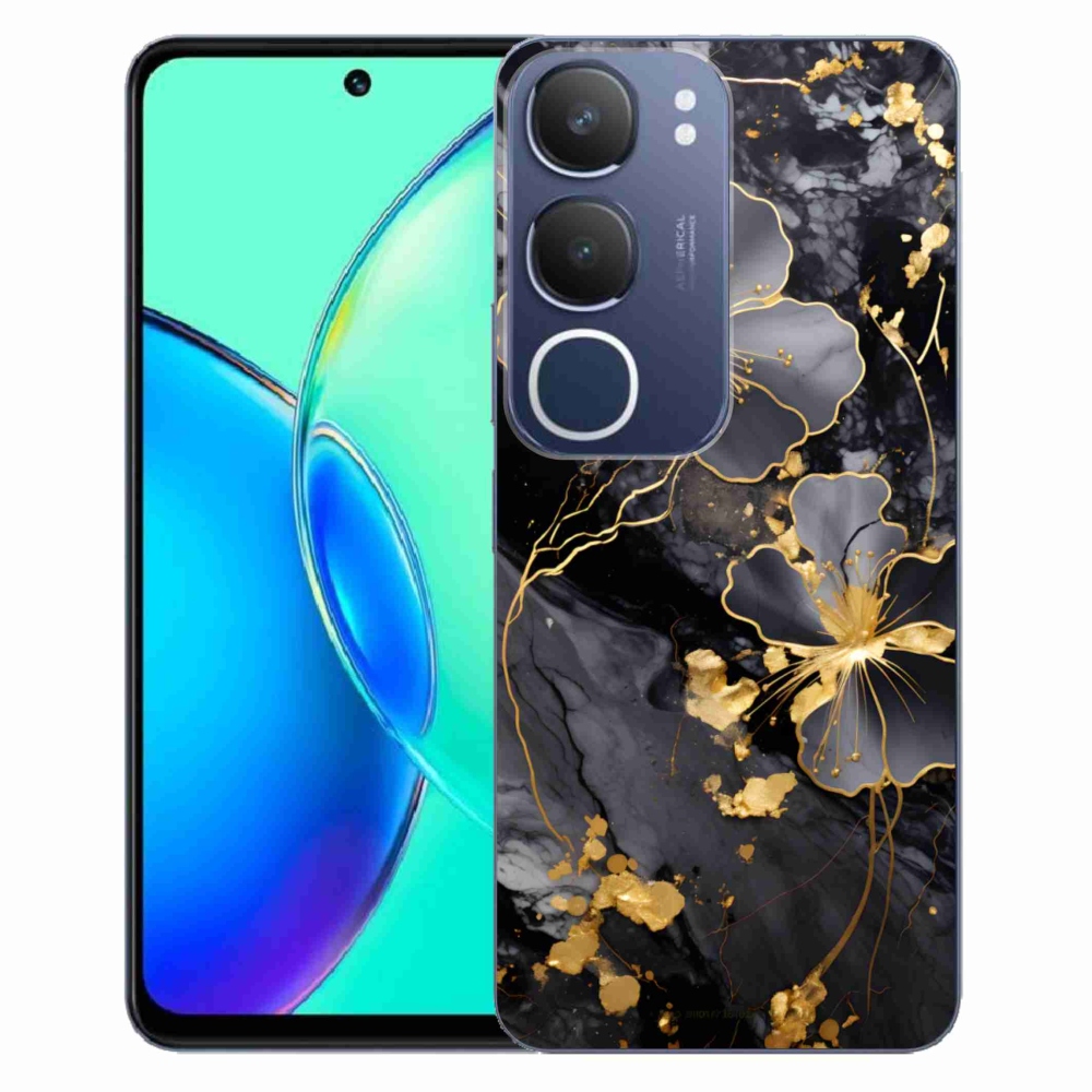 Gelový kryt mmCase na Vivo Y19S - zlaté květy
