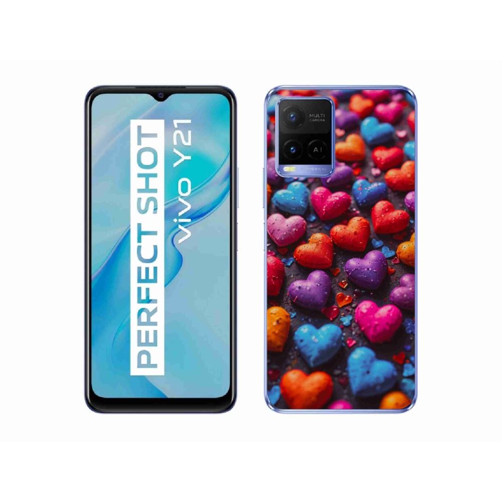 Gelový kryt mmCase na Vivo Y21/Y21s/Y33s - barevná srdce