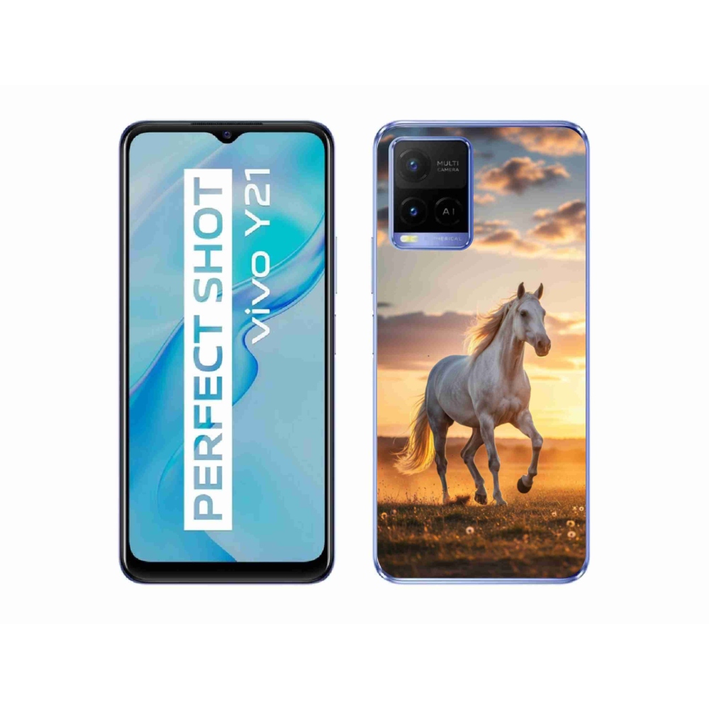Gelový kryt mmCase na Vivo Y21/Y21s/Y33s - běžící bílý kůň 2