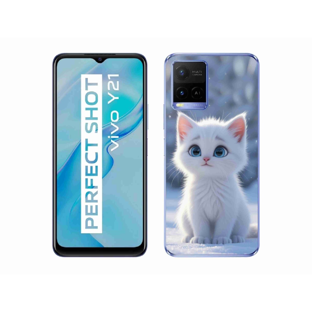 Gelový kryt mmCase na Vivo Y21/Y21s/Y33s - bílé kotě 3