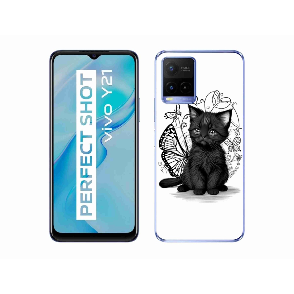 Gelový kryt mmCase na Vivo Y21/Y21s/Y33s - černé kotě