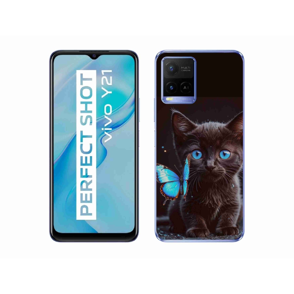 Gelový kryt mmCase na Vivo Y21/Y21s/Y33s - černé kotě 3