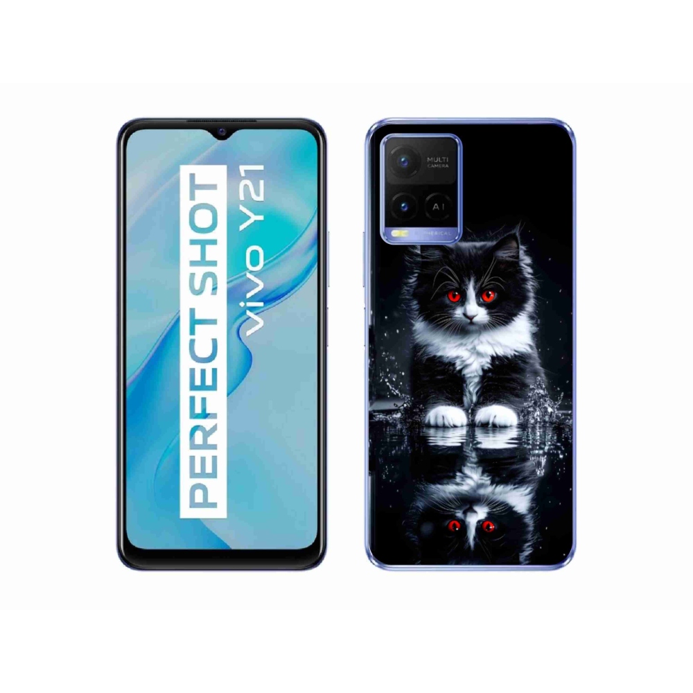 Gelový kryt mmCase na Vivo Y21/Y21s/Y33s - černobílé kotě