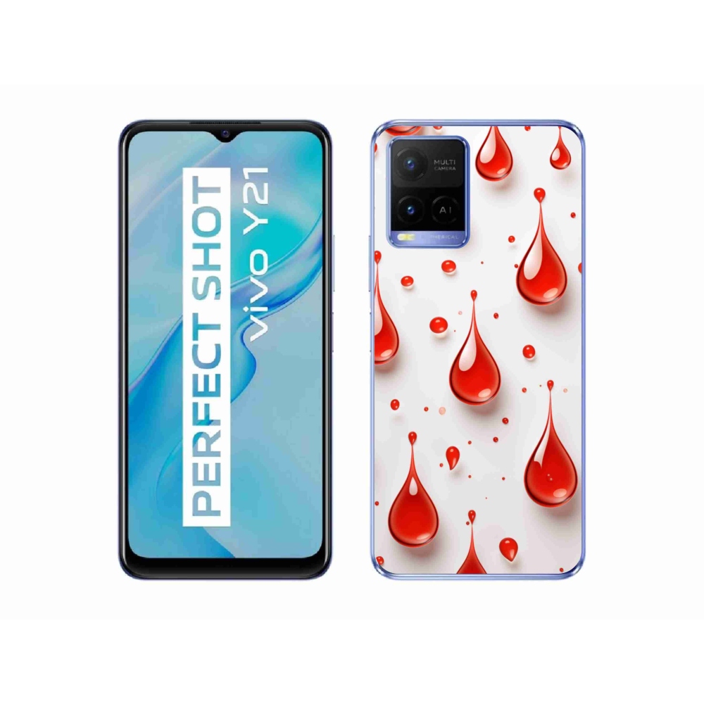 Gelový kryt mmCase na Vivo Y21/Y21s/Y33s - červené kapky