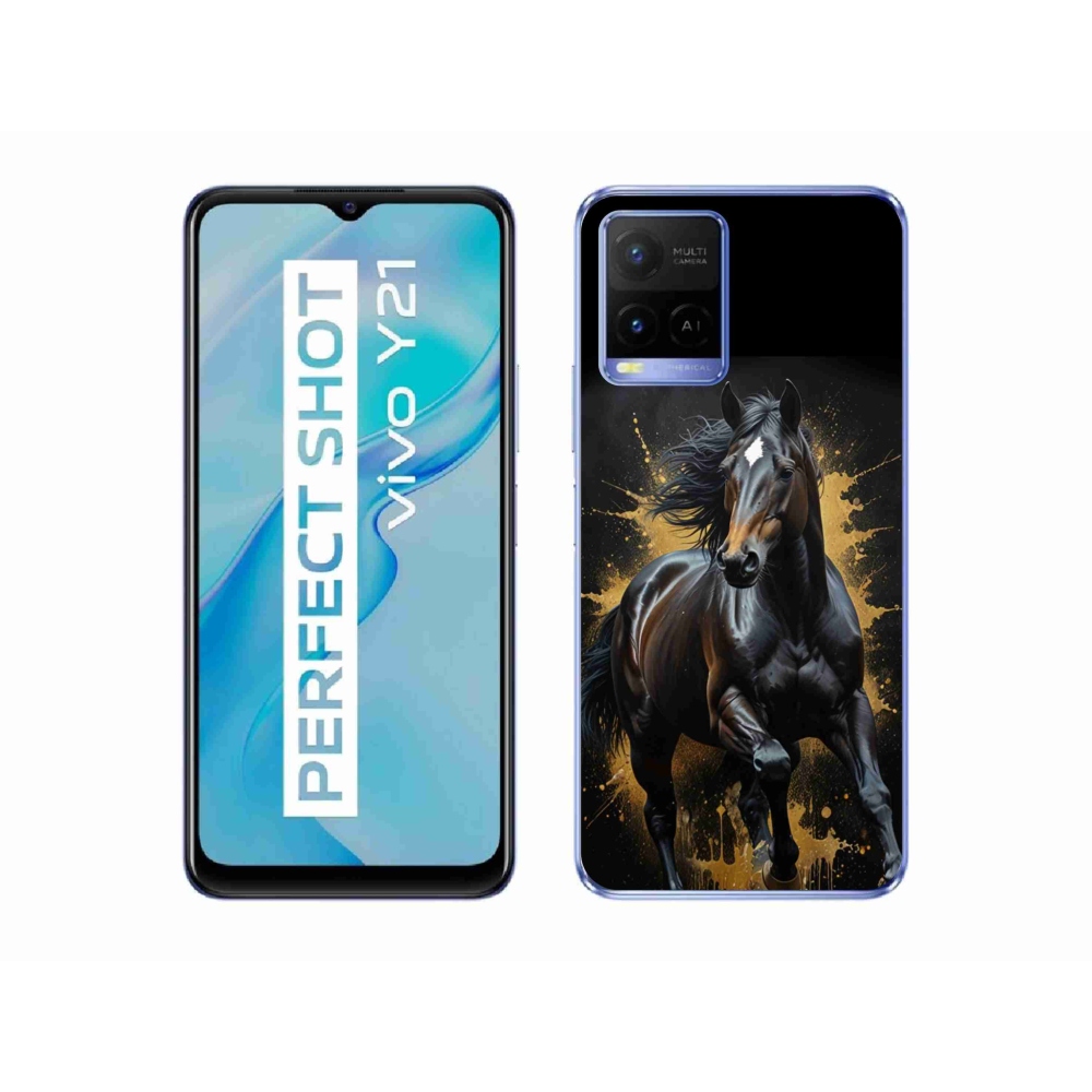 Gelový kryt mmCase na Vivo Y21/Y21s/Y33s - elegantní černý hřebec