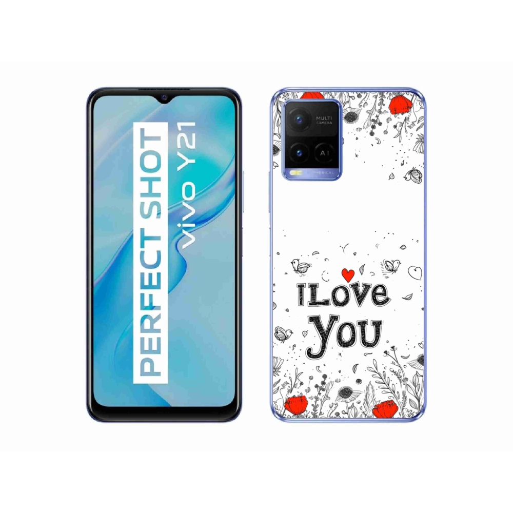 Gelový kryt mmCase na Vivo Y21/Y21s/Y33s - I love you bílé pozadí