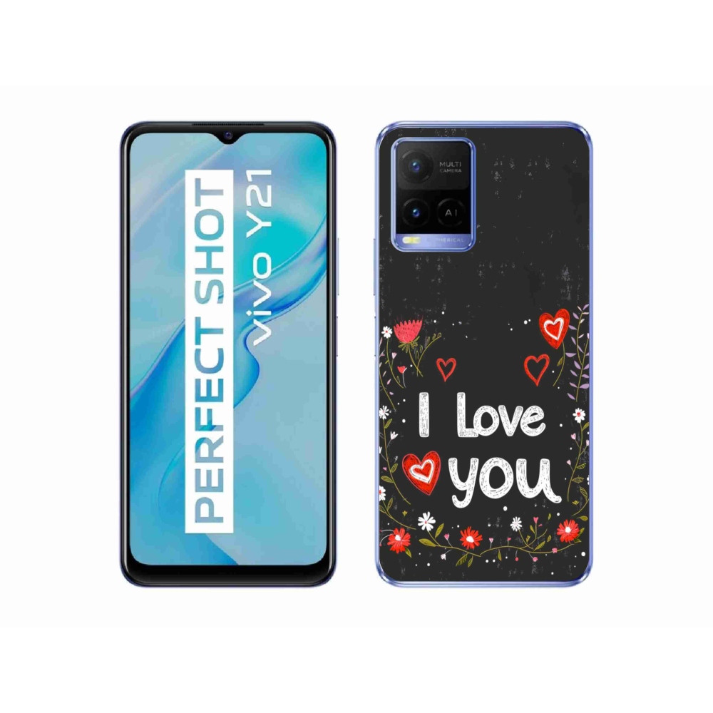 Gelový kryt mmCase na Vivo Y21/Y21s/Y33s - I love you černé pozadí