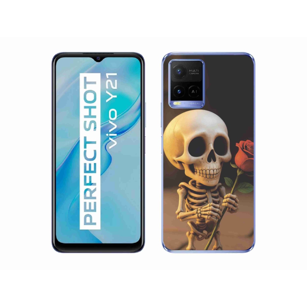 Gelový kryt mmCase na Vivo Y21/Y21s/Y33s - kostlivec s růží