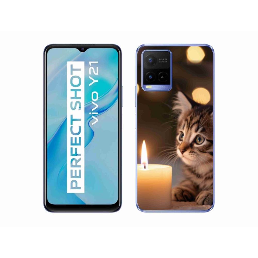Gelový kryt mmCase na Vivo Y21/Y21s/Y33s - kotě a svíčka