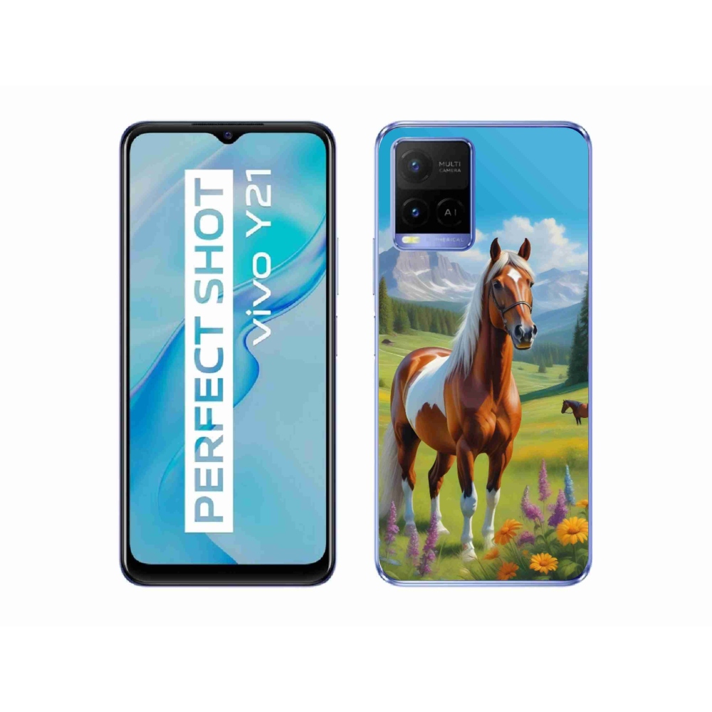 Gelový kryt mmCase na Vivo Y21/Y21s/Y33s - kůň na louce