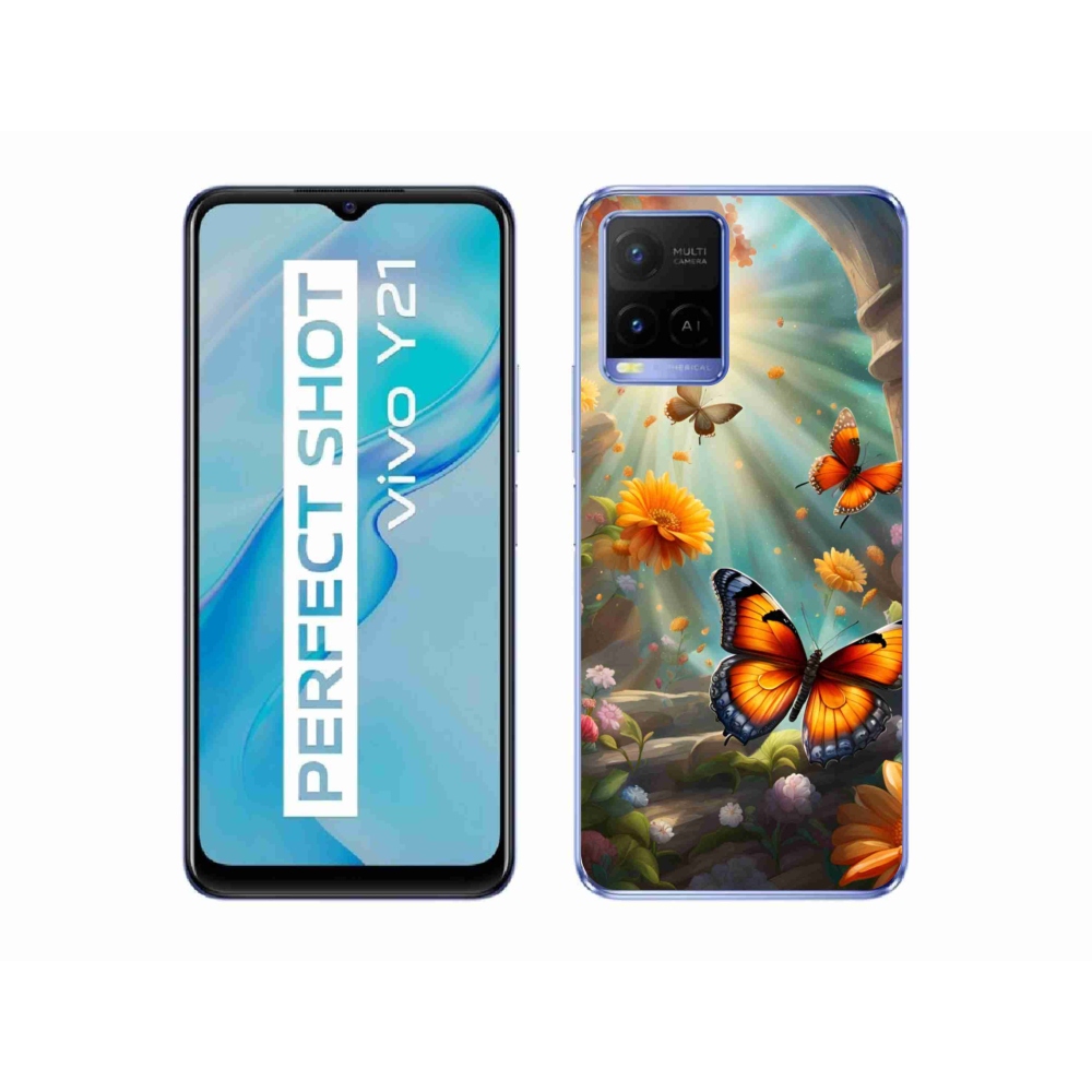 Gelový kryt mmCase na Vivo Y21/Y21s/Y33s - motýlí zahrada 2