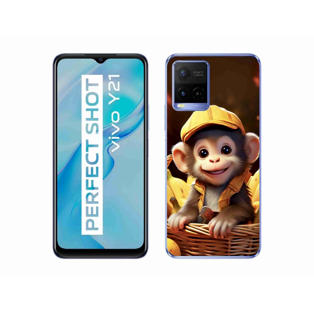 Gelový kryt mmCase na Vivo Y21/Y21s/Y33s - opice v košíku
