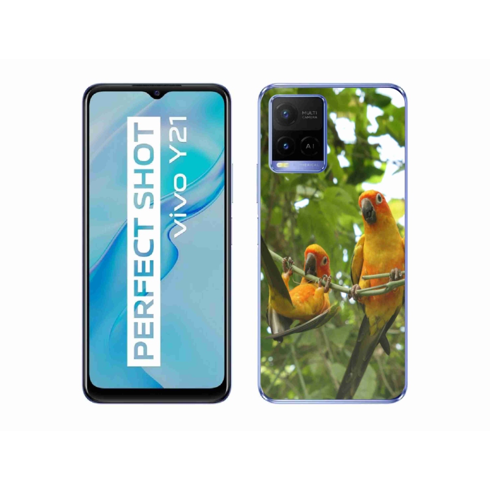 Gelový kryt mmCase na Vivo Y21/Y21s/Y33s - papoušci aratingy